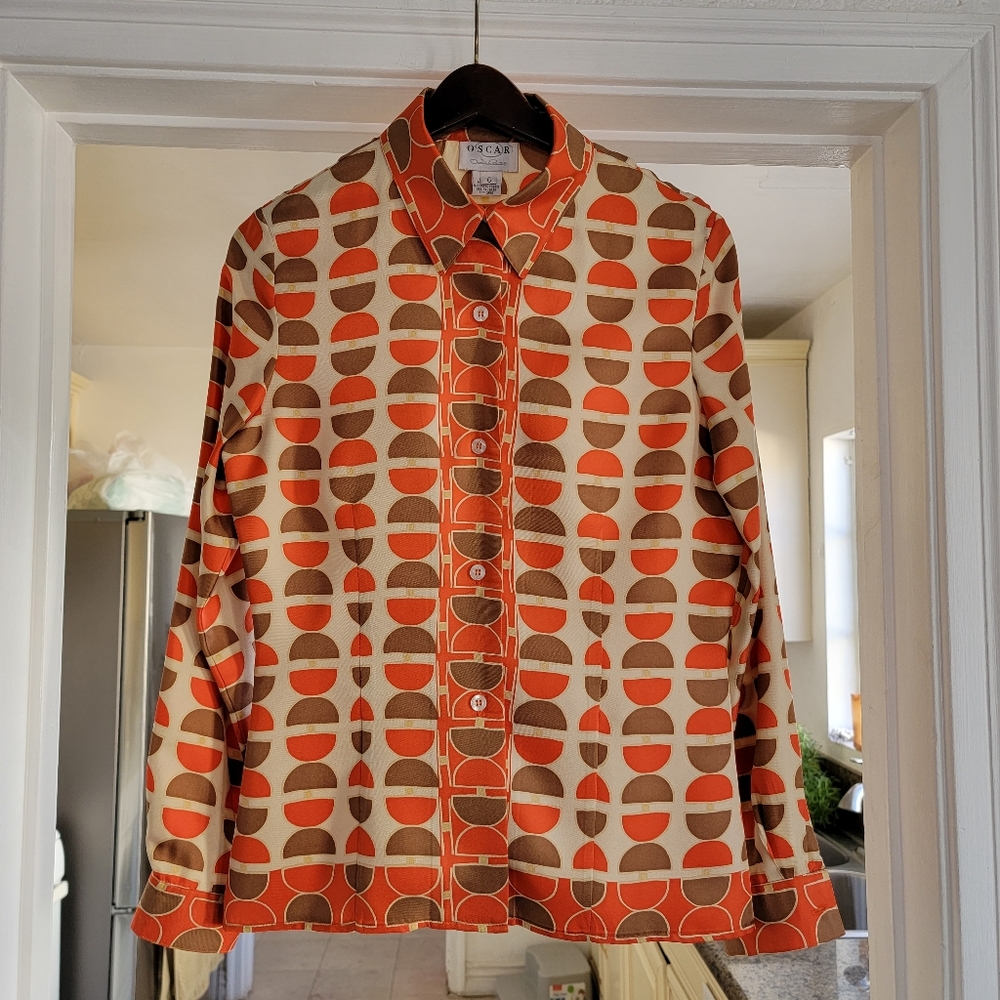 Oscar de la Renta Silk Button-up Blouse/Shirt